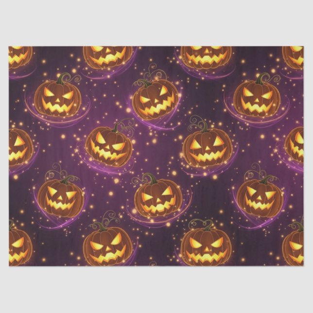 Papier Mousseline Bokeh Halloween | Glowing Jack-O’ Lantern (2) (Recto)