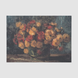 Papier Mousseline Bol avec Chrysanthèmes par Vincent Van Gogh