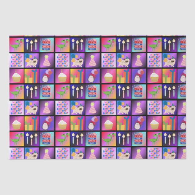 Papier Mousseline Bon papier d'emballage d'anniversaire (Recto)