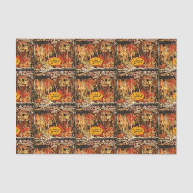 Papier Mousseline "Bon thanksgiving", couleurs d'automne (Recto)