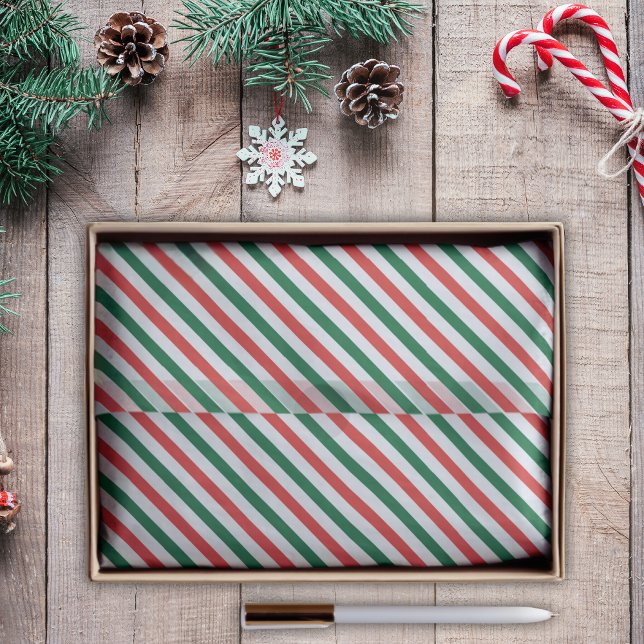Papier Mousseline Bonbon Canne Menthe Rayure Noël (Créateur téléchargé)