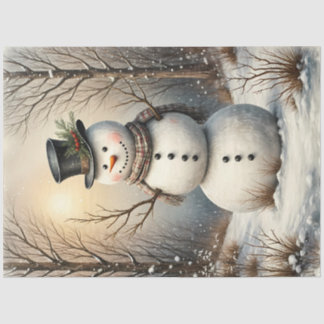 Papier Mousseline Bonhomme de neige classique en hiver | Noël vintag