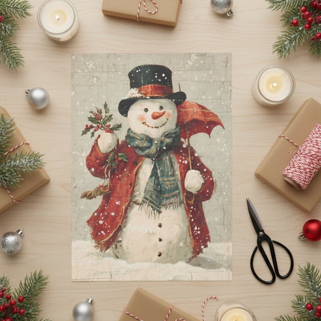 Papier Mousseline Bonhomme de neige de Noël vintage (Créateur téléchargé)