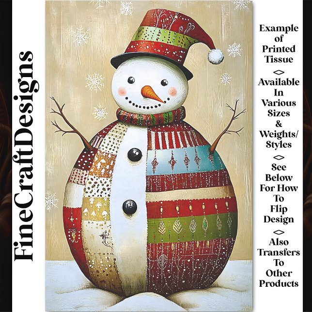 Papier Mousseline Bonhomme de neige moderne vibrant en patchwork déc (Créateur téléchargé)