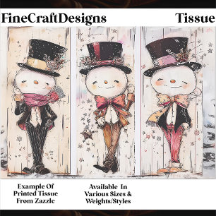 Papier Mousseline Bonhomme de neige vintage fantaisiste, découpage d
