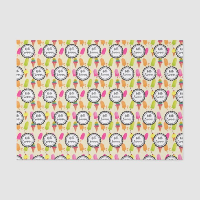Papier Mousseline Bonjour Popsicles d'été et crème glacée (Recto)