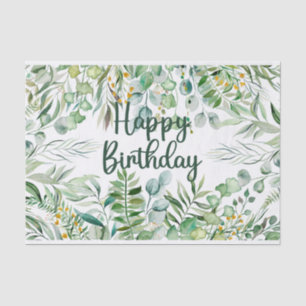 Papier Mousseline Bonne aquarelle d'anniversaire Eucalyptus Feuilles