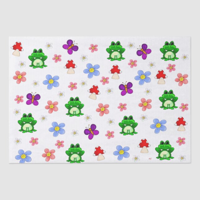 Papier Mousseline Bonne Grenouille En MOTIF Printemps (Recto)