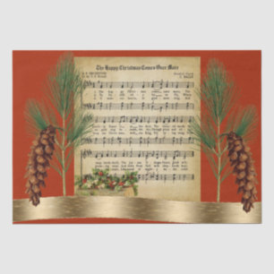 Papier Mousseline Bonne musique Vintage de Noël avec Boughs de pin