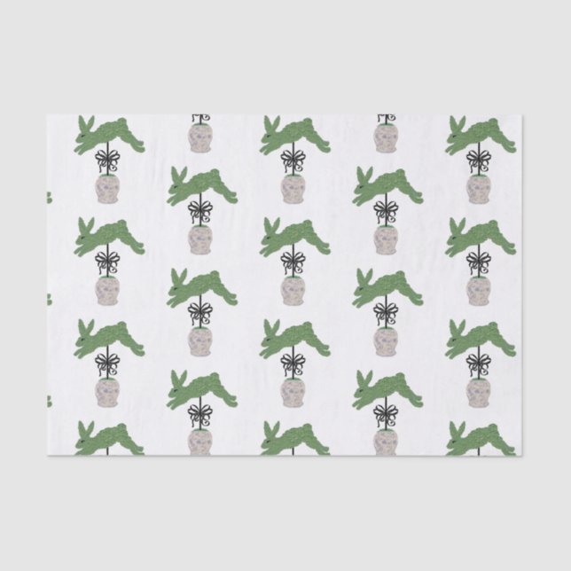 Papier Mousseline Bonnet vert lapin Topiary Ginger jarres (Recto)
