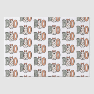 Papier Mousseline Boo Ghost Orange Green Cute Blanc Halloween