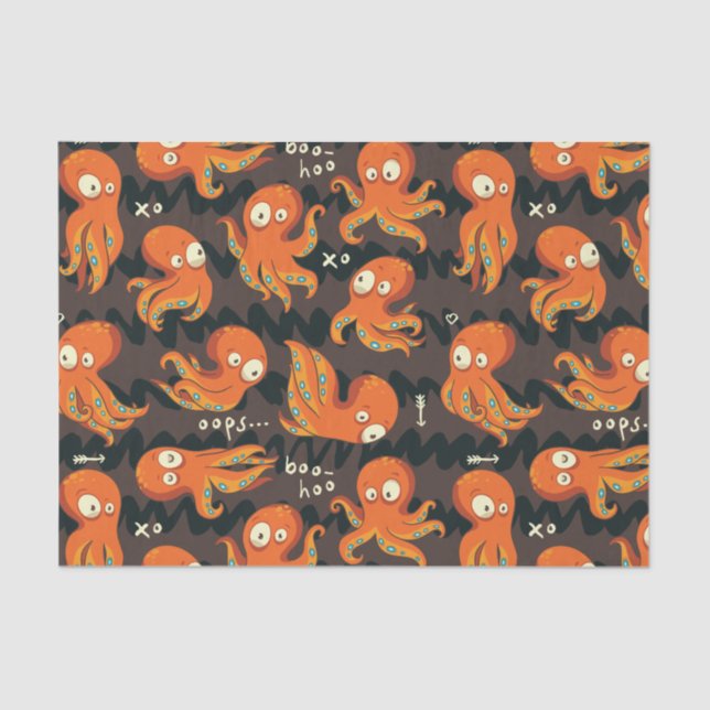 Papier Mousseline Boo Octopus Orange & Black Kids Vêtements & Décor (Recto)