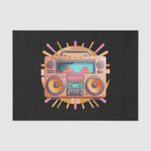 Papier Mousseline Boombox retro coloré des années 80 avec un coup de