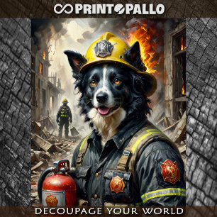 Papier Mousseline Border Collie jouant comme un pompier -
