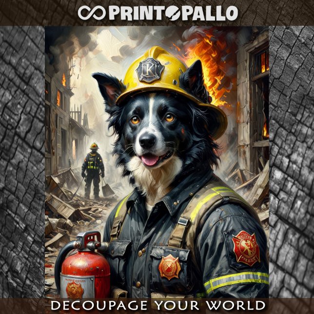 Papier Mousseline Border Collie jouant comme un pompier -  (Créateur téléchargé)