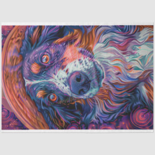 Papier Mousseline Bordure Collie Van Gogh Peinture Découpage