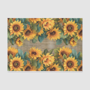 Papier Mousseline Bordure de tournesol rustique sur la décomposition