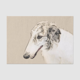 Papier Mousseline Borzoi (Argent Brindle) Peinture Chien Art origina