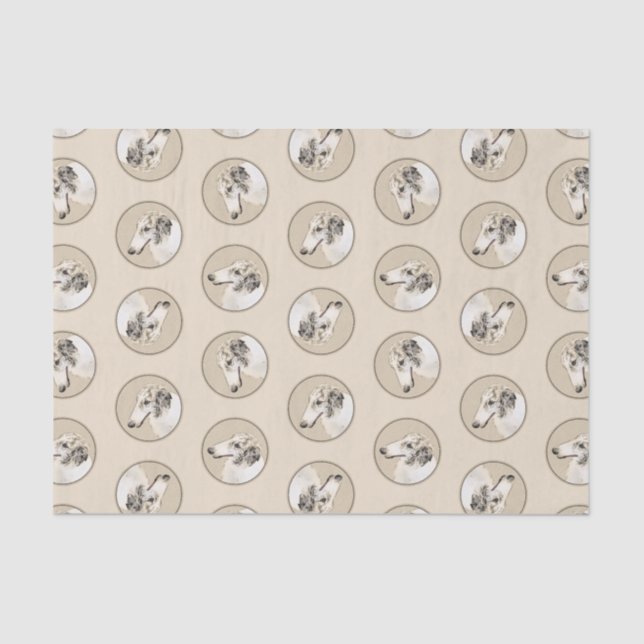 Papier Mousseline Borzoi Argent Brindle Peinture Wolfhound Chien Art (Recto)