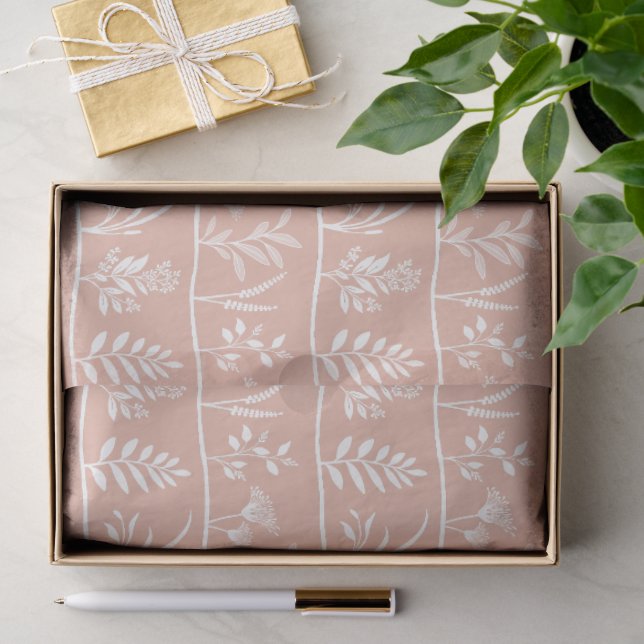 Papier Mousseline Botanic Serenade Douce Pêche Silhouettes Minimalis (Cadeau)