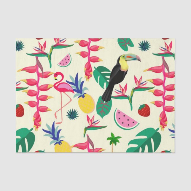 Papier Mousseline Botanical Birds and Fruit (Recto)