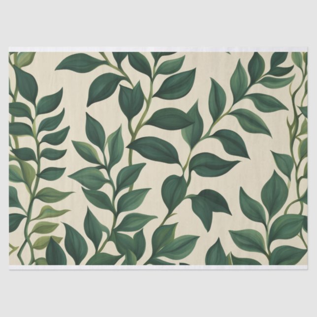 Papier Mousseline Botanical green leaves (Recto)