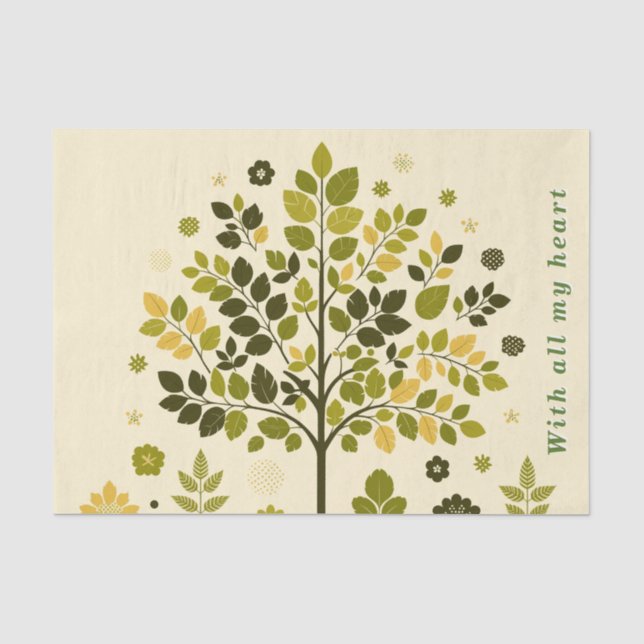 Papier Mousseline Botanical Tree To From Handmade with gift (Recto)