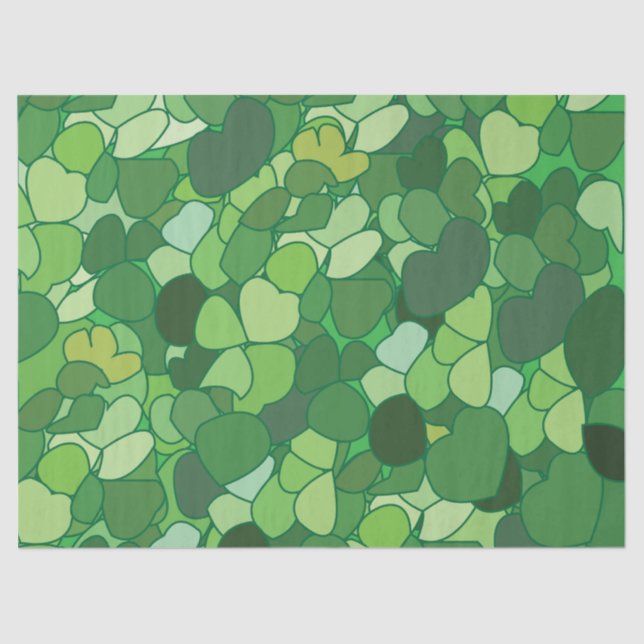 Papier Mousseline Botanique à feuilles vertes (Recto)