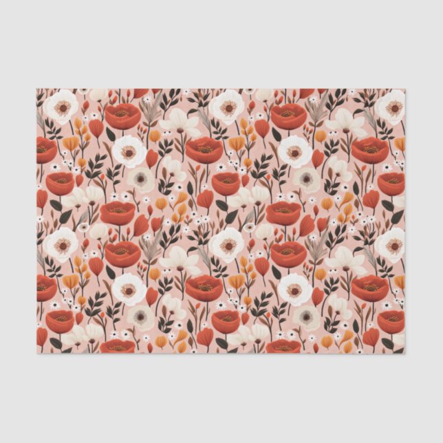Papier Mousseline Botanique Boho Automne Fleur sauvage Meadow Motif (Recto)