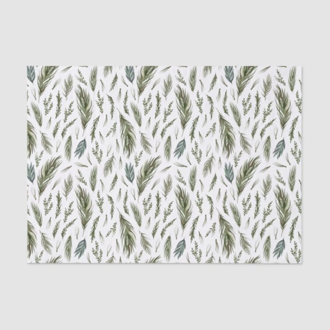 Papier Mousseline Botanique de forêt simple Aquarelle Noël (Recto)