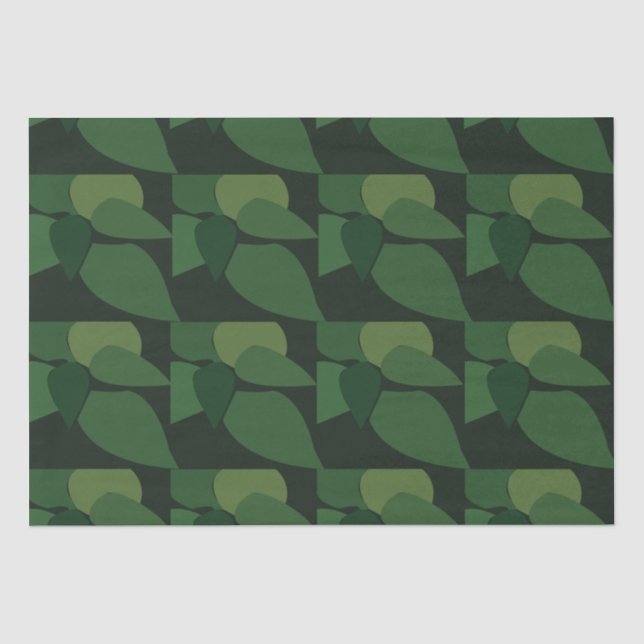 Papier Mousseline Botanique Feuilles Vertes (Recto)
