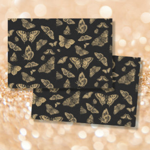 Papier Mousseline Botanique Papillon Parties scintillant d'or Motif