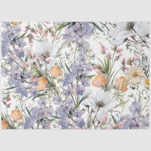 Papier Mousseline Botanique pastel couleurs fleur sauvage été fleuri (Recto)