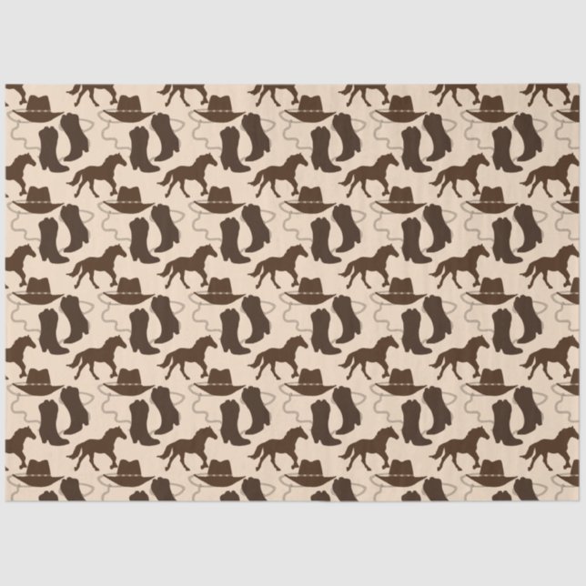 Papier Mousseline Botte Casquette Western Cowboy (Recto)