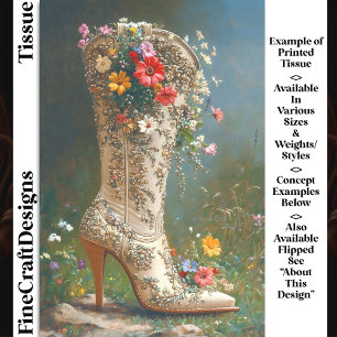 Papier Mousseline Botte de cowgirl DG1R Decoupage Fleur Sauvage Orné