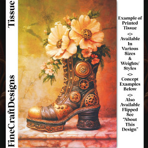 Papier Mousseline Botte Extrême Steampunk Amusante, Découpage Floral