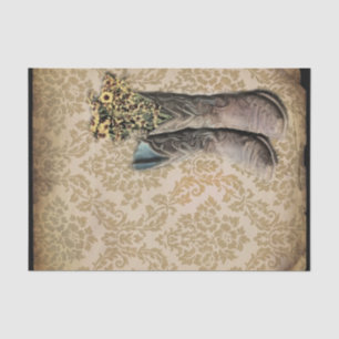 Papier Mousseline Bottes de cowboy de pays occidental de fleur