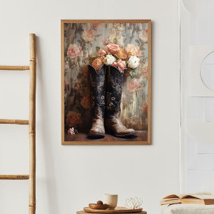 Papier Mousseline Bottes de cowboy en découpage à texture florale vi