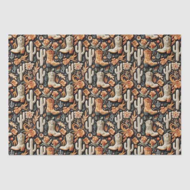 Papier Mousseline Bottes Et Cactus (Recto)