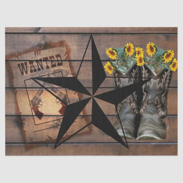Papier Mousseline Bottes Russe Texas Star Western Pistol Cowboy (Recto)