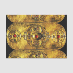 PAPIER MOUSSELINE BOUCLIER ANTIQUE CELTIQUE AVEC GEMSTONES DE RUBY