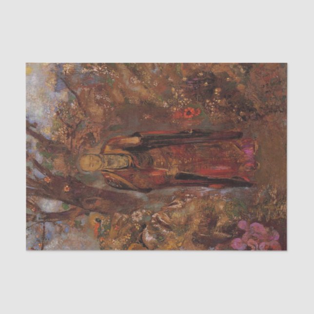 Papier Mousseline Bouddha marche parmi les fleurs par Odilon Redon (Recto)