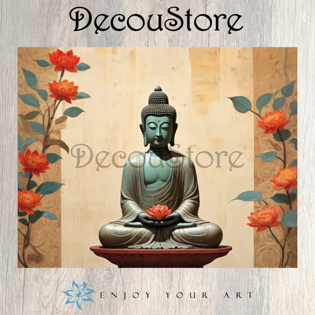 Papier Mousseline Bouddha & Pivoines Découpage (Créateur téléchargé)