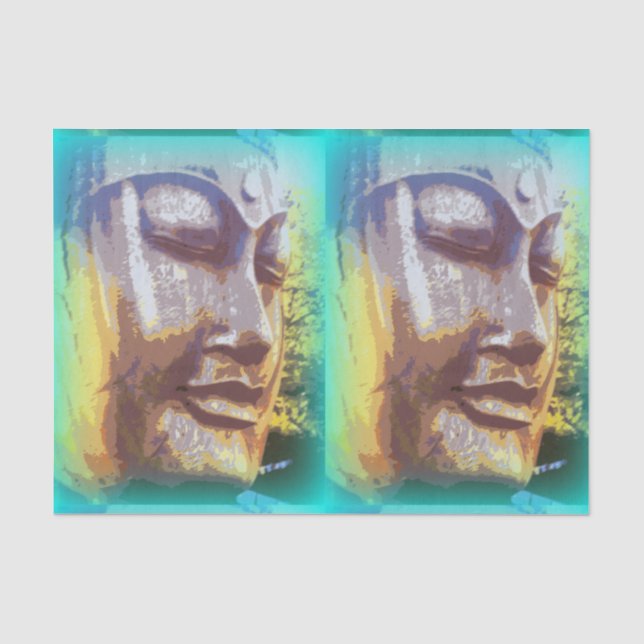 Papier Mousseline Bouddha visage vert (Recto)