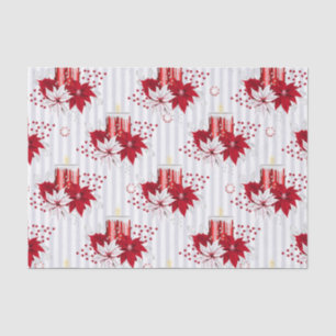 Papier Mousseline Bougies & Poinsettia