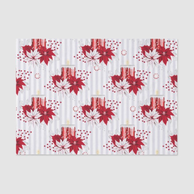 Papier Mousseline Bougies & Poinsettia (Recto)
