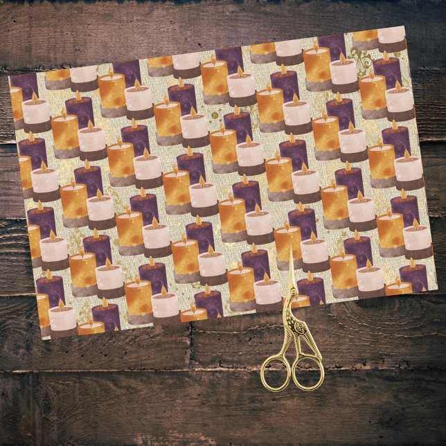 Papier Mousseline Bougies violettes et or paisibles au Spa (Créateur téléchargé)