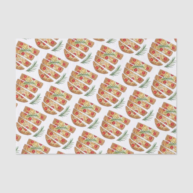 Papier Mousseline Boulangerie italienne Focaccia Huile d'olive Pain  (Recto)