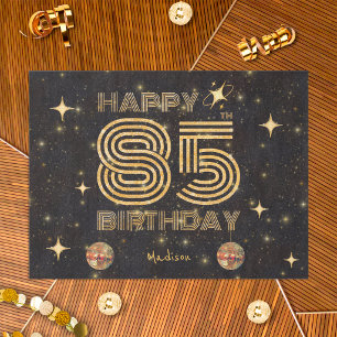 Papier Mousseline Boule de disco dansante or noir 85e Joyeux Anniver
