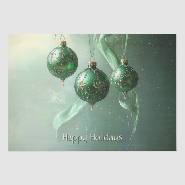 Papier Mousseline Boule de Noël verte de fêtes (Recto)